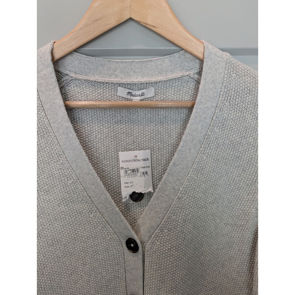 Madewell Heather Fog Knit Cardigan‎ Sweater Button Front Pockets XXS - Picture 2 of 10